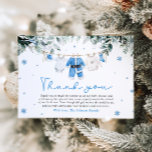 Blue Santa Baby Christmas Clothesline Baby shower Bedankkaart<br><div class="desc">Druk uw dankbaarheid in feestelijke stijl uit met ons Blue Santa Baby Christmas Baby shower Thank You Card! 🎅👶 Met een schattig ontwerp van babykleding die hangt aan een vrolijke blauwe waslijn met een charmant Santa-thema, is deze kaart ideaal om uw gasten te bedanken na een op vakantie geïnspireerd baby...</div>