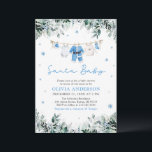 Blue Santa Baby Christmas Clothesline Baby shower Kaart<br><div class="desc">Vier de aankomende komst met een feestelijke draai met onze Blue Santa Baby Christmas Clothesline Baby shower Invitation! 🎅👶 Dit schattige ontwerp is voorzien van babykleding die aan een feestelijke waslijn hangt met een charmant blauw Santa-thema, ideaal voor een op vakantie geïnspireerd baby shower. De zachte blauwe tinten en kerstelementen...</div>