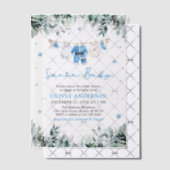 Blue Santa Baby Christmas Clothesline Baby shower Vellum Uitnodigingen (Offset (Uitnodiging))
