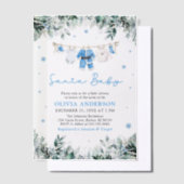 Blue Santa Baby Christmas Clothesline Baby shower Vellum Uitnodigingen (Offset)