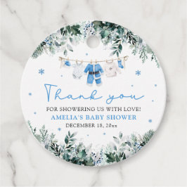 Blue Santa Baby Clothesline Christmas Baby shower Bedankjes Labels
