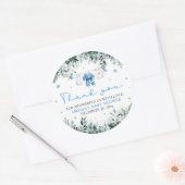 Blue Santa Baby Clothesline Christmas Baby shower Ronde Sticker (Envelop)