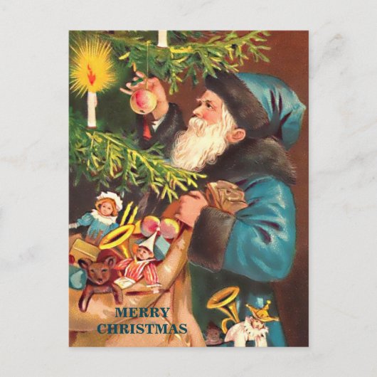 Blue Santa Blue Suit & Black Fur, Briefkaart (Voorkant)