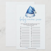 Blue Santa Christmas Naam Race Baby shower Game Briefpapier (Voorkant / Achterkant)