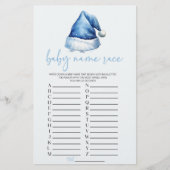 Blue Santa Christmas Naam Race Baby shower Game Briefpapier (Voorkant)