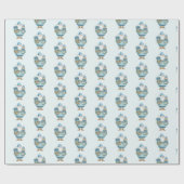 Blue Santa Claus Christmas Wrapping Paper Cadeaupapier (Vlak)