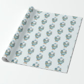 Blue Santa Claus Christmas Wrapping Paper Cadeaupapier (Uitgerold)