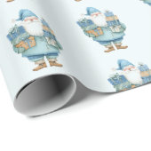 Blue Santa Claus Christmas Wrapping Paper Cadeaupapier (Rol Hoek)