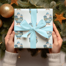 Blue Santa Claus Christmas Wrapping Paper Cadeaupapier