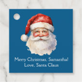 Blue Santa Claus Custom Kinder kerstfeest Bedankjes Labels (Voorkant)