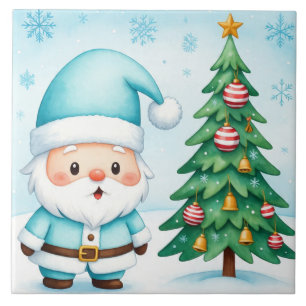 Blue Santa Claus Design Art, Schattigee Kerstman Tegeltje