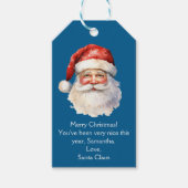 Blue Santa Claus Gepersonaliseerde Kinder Kerst Cadeaulabel (Voorkant)