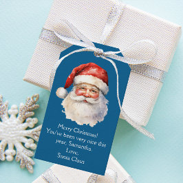 Blue Santa Claus Gepersonaliseerde Kinder Kerst Cadeaulabel