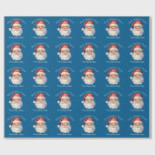 Blue Santa Claus Gepersonaliseerde Kinder Kerst Cadeaupapier (Vlak)