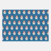 Blue Santa Claus Gepersonaliseerde Kinder Kerst Inpakpapier Vel (Voorkant 2)