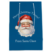Blue Santa Claus Gepersonaliseerde Kinder Kerst Medium Cadeauzakje (Achterkant)
