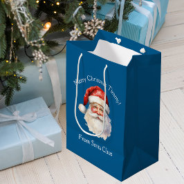 Blue Santa Claus Gepersonaliseerde Kinder Kerst Medium Cadeauzakje