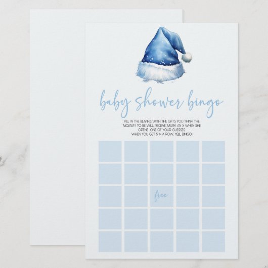 Blue Santa Hat Christmas Bingo Baby shower Game Briefpapier (Voorkant / Achterkant)