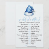 Blue Santa Hat Zou Ze Liever Baby shower Game Briefpapier (Voorkant / Achterkant)