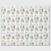 Blue Santa Merry Christmas  Cadeaupapier (Vlak)
