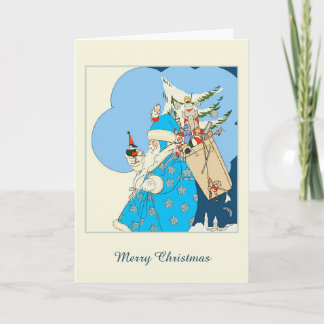 Blue Santa met kerstspeelgoed Feestdagen Kaart