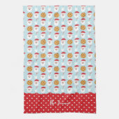 Blue Santa Milk en Cookies Kitchen Towel Theedoek (Verticaal)