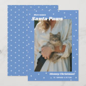 Blue Santa Paws Pet Meowy kerstfotokaart Feestdagenkaart (Voorkant / Achterkant)