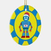 Blue Santa Robot Keramisch Ornament (Rechts)
