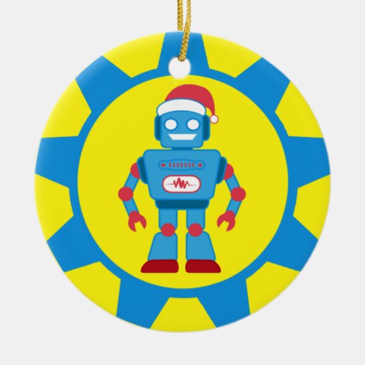Blue Santa Robot Keramisch Ornament (Voorkant)