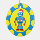 Blue Santa Robot Keramisch Ornament (Links)