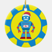 Blue Santa Robot Keramisch Ornament (Achterkant)