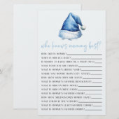 Blue Santa Wie kent het spel van het Baby shower v Briefpapier (Voorkant / Achterkant)