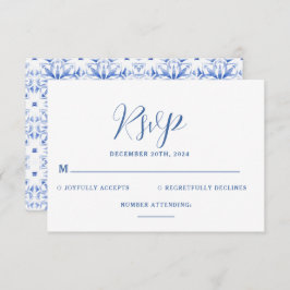 Blue Santorini Griekenland Destination Wedding RSVP Kaartje