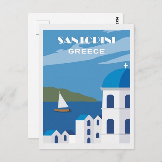 Blue Santorini Griekenland Grieks reizen Briefkaart (Voorkant / Achterkant)