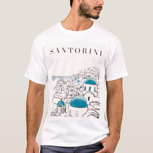 Blue Santorini Griekenland T-shirt (Voorkant)