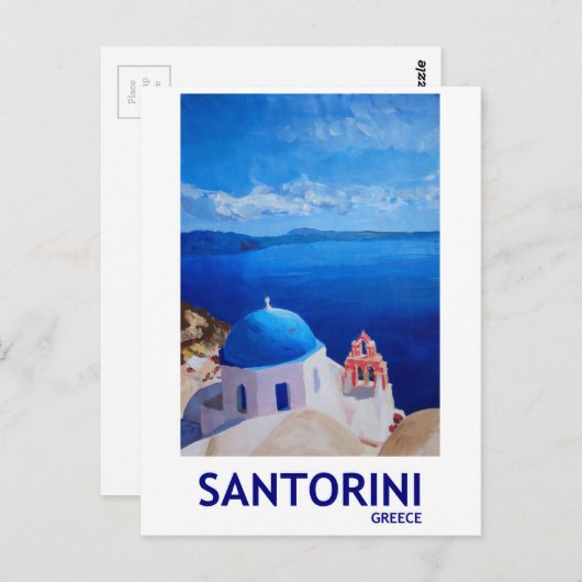 Blue Santorini, Griekenland - Uitzicht uit Oia Briefkaart (Voorkant / Achterkant)