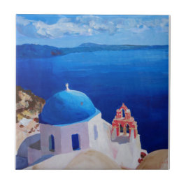Blue Santorini, Griekenland - Uitzicht uit Oia Tegeltje