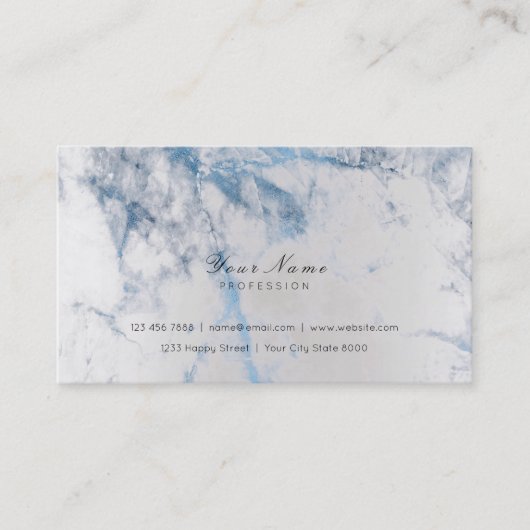 Blue Saphire Silver Metallic Marble Gray Visitekaartje (Voorkant)