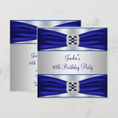 Blue Sapphire Diamond 40e verjaardagsfeestje Kaart (Voorkant / Achterkant)