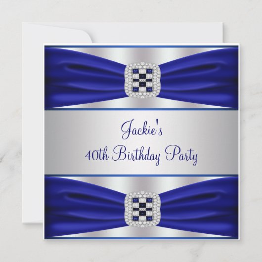 Blue Sapphire Diamond 40e verjaardagsfeestje Kaart (Voorkant)