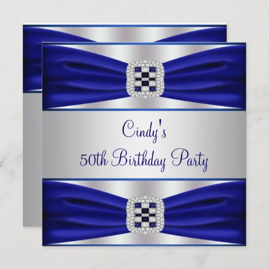 Blue Sapphire Diamond 50e verjaardag uitnodiging (Voorkant / Achterkant)