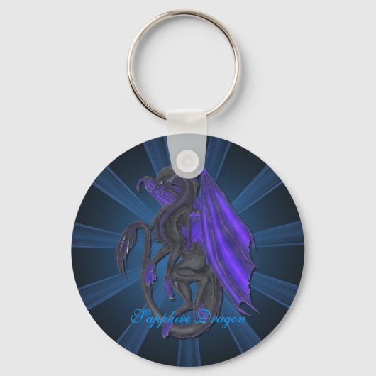 Blue Sapphire Dragon Sleutelhanger (Voorkant)