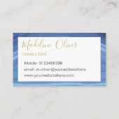 Blue Sapphire Elegant Agate Modern Typografie Visitekaartje (Achterkant)