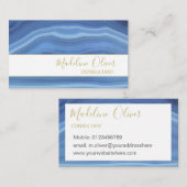 Blue Sapphire Elegant Agate Modern Typografie Visitekaartje (Voorkant / Achterkant)