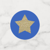 Blue Sapphire en Gold Custom Quinceanera Confetti (Kleine voorkant)