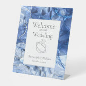 Blue Sapphire Gemstone Wedding Reclamebord Met Voetstuk (Voorkant)