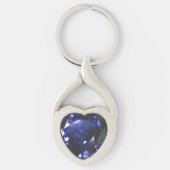 Blue Sapphire Heart Gemstenen Sleutelhanger (Voorkant)