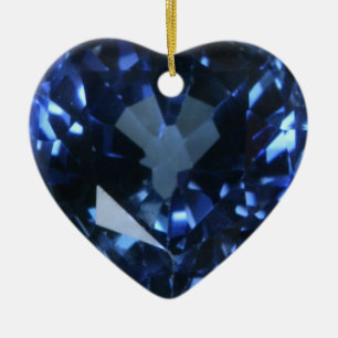 Blue Sapphire Heart Keramisch Ornament