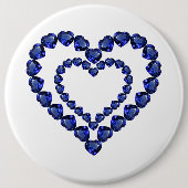 Blue Sapphire Heart Ronde Button 6,0 Cm (Voorkant)