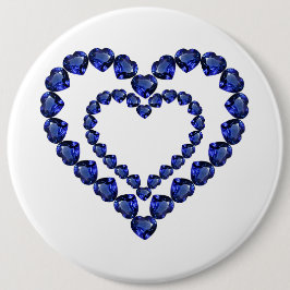 Blue Sapphire Heart Ronde Button 6,0 Cm
